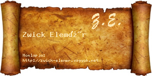 Zwick Elemér névjegykártya