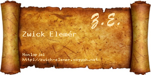 Zwick Elemér névjegykártya